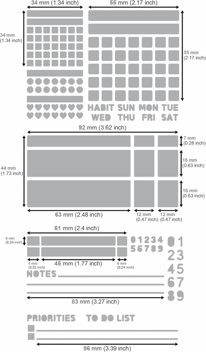 Aleks Melnyk No.423 Metal Stencil for Bullet Journaling, Bookmark, Planning, Banners, Lines, Lists, Planner Stamps, Habit Tracker, Dot Journal Stencil for Diary, Template, Scrapbook - Image 3